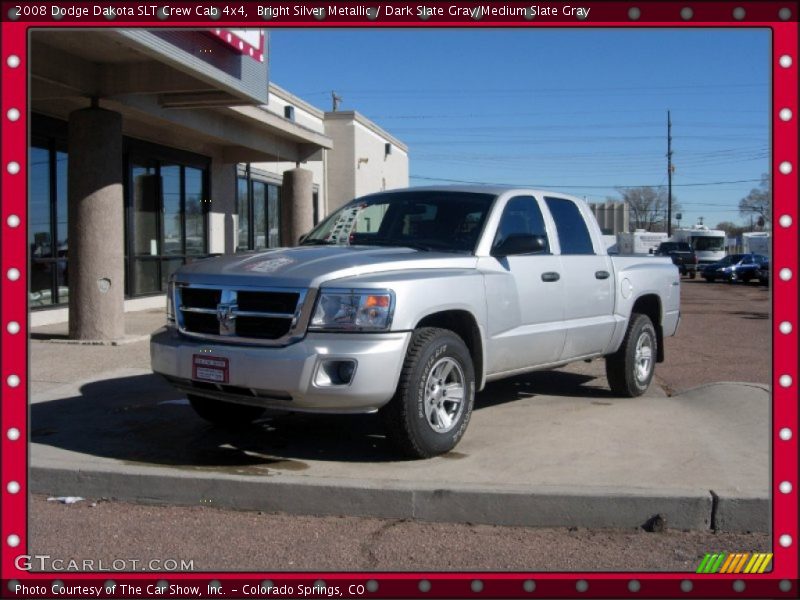Bright Silver Metallic / Dark Slate Gray/Medium Slate Gray 2008 Dodge Dakota SLT Crew Cab 4x4