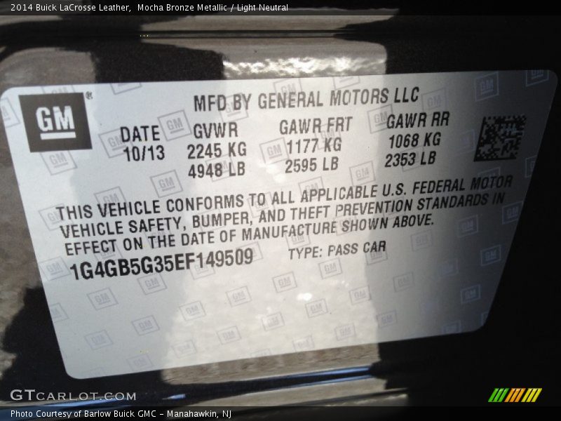 Mocha Bronze Metallic / Light Neutral 2014 Buick LaCrosse Leather