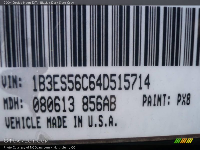Black / Dark Slate Gray 2004 Dodge Neon SXT
