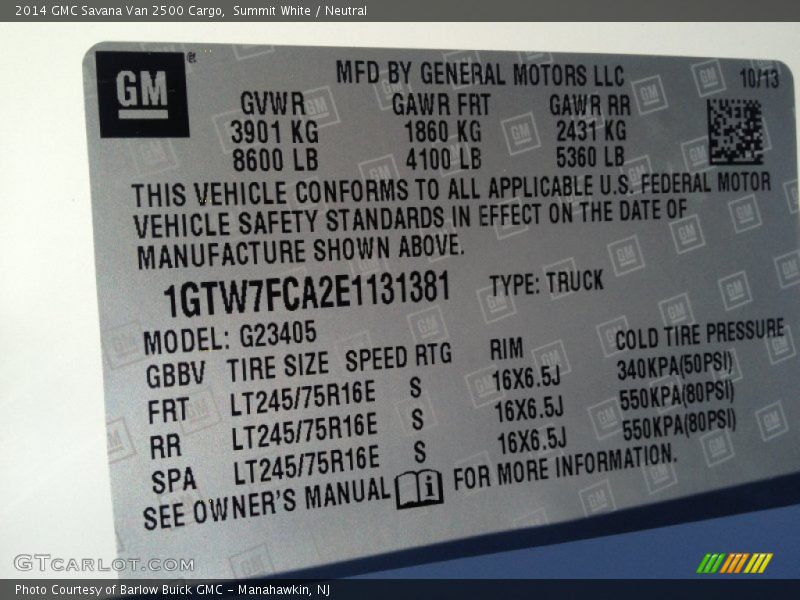 Summit White / Neutral 2014 GMC Savana Van 2500 Cargo