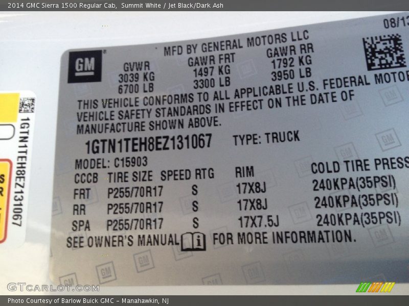 Summit White / Jet Black/Dark Ash 2014 GMC Sierra 1500 Regular Cab