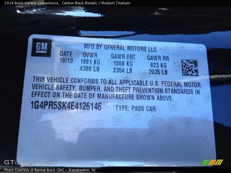 Carbon Black Metallic / Medium Titanium 2014 Buick Verano Convenience