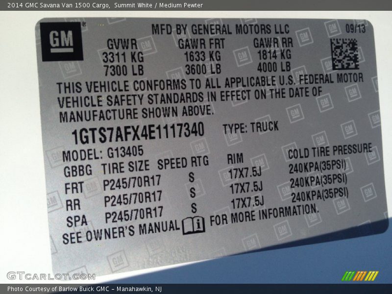 Summit White / Medium Pewter 2014 GMC Savana Van 1500 Cargo