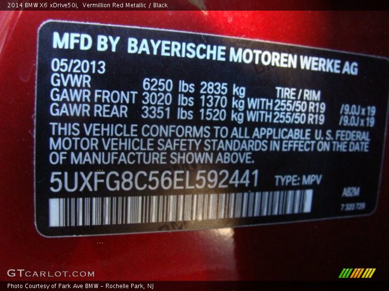 2014 X6 xDrive50i Vermillion Red Metallic Color Code A82