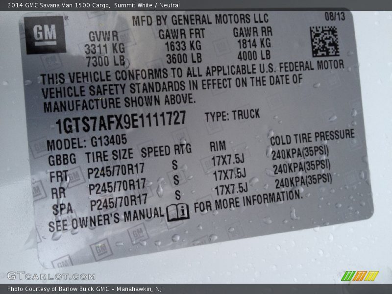Summit White / Neutral 2014 GMC Savana Van 1500 Cargo