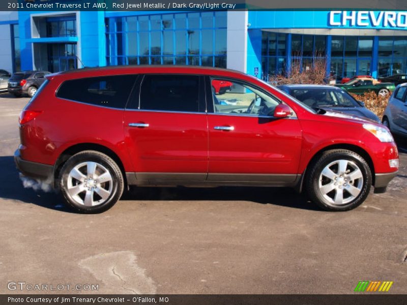 Red Jewel Metallic / Dark Gray/Light Gray 2011 Chevrolet Traverse LT AWD