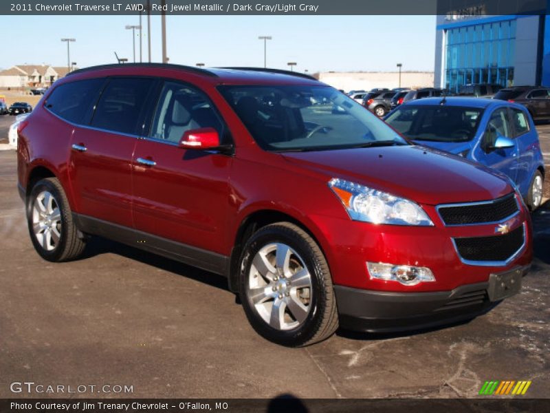 Red Jewel Metallic / Dark Gray/Light Gray 2011 Chevrolet Traverse LT AWD
