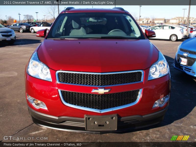 Red Jewel Metallic / Dark Gray/Light Gray 2011 Chevrolet Traverse LT AWD