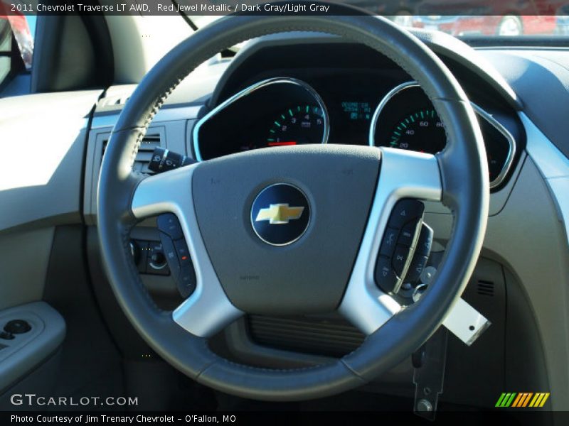 Red Jewel Metallic / Dark Gray/Light Gray 2011 Chevrolet Traverse LT AWD