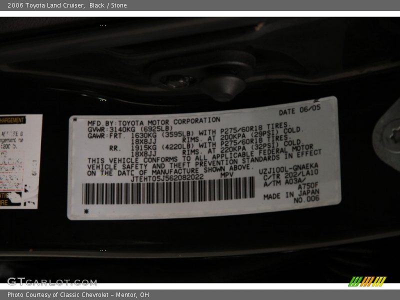 Black / Stone 2006 Toyota Land Cruiser