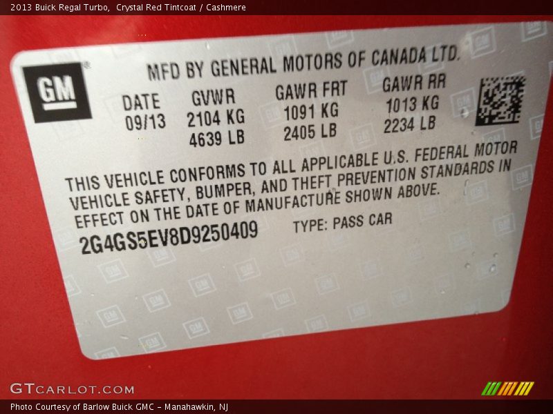Crystal Red Tintcoat / Cashmere 2013 Buick Regal Turbo
