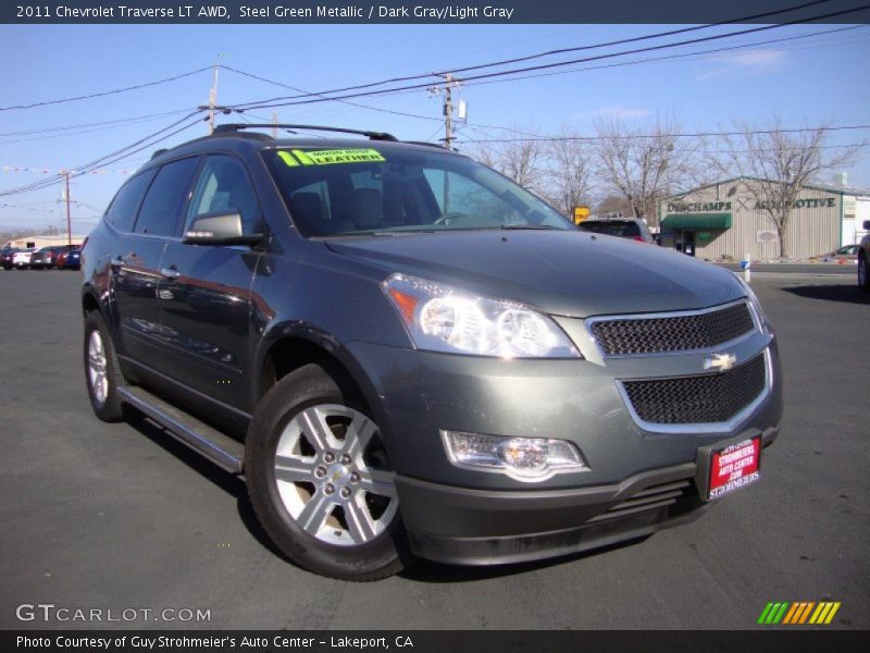 Steel Green Metallic / Dark Gray/Light Gray 2011 Chevrolet Traverse LT AWD