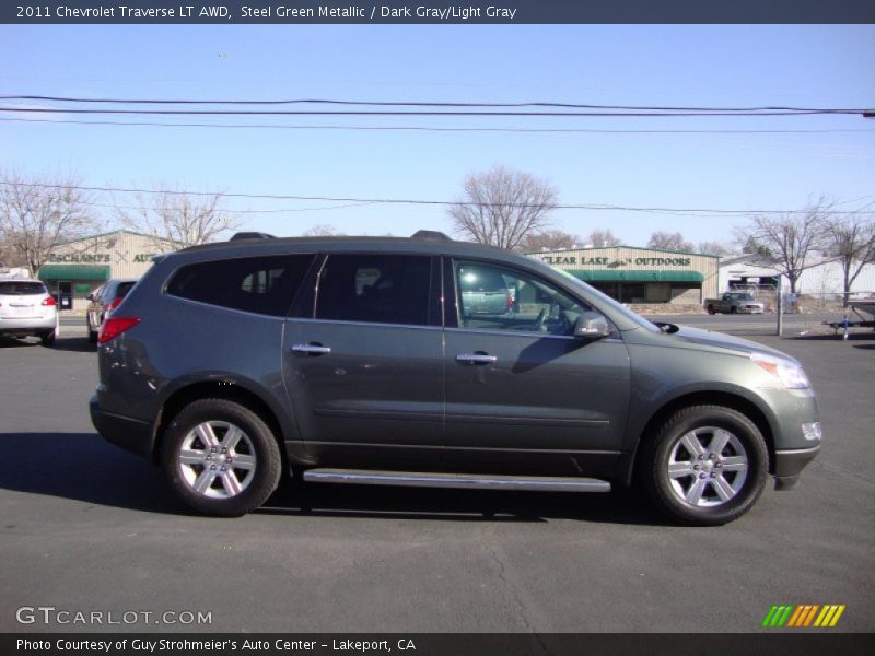 Steel Green Metallic / Dark Gray/Light Gray 2011 Chevrolet Traverse LT AWD
