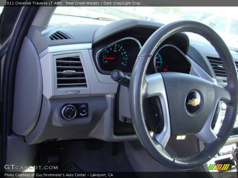 Steel Green Metallic / Dark Gray/Light Gray 2011 Chevrolet Traverse LT AWD