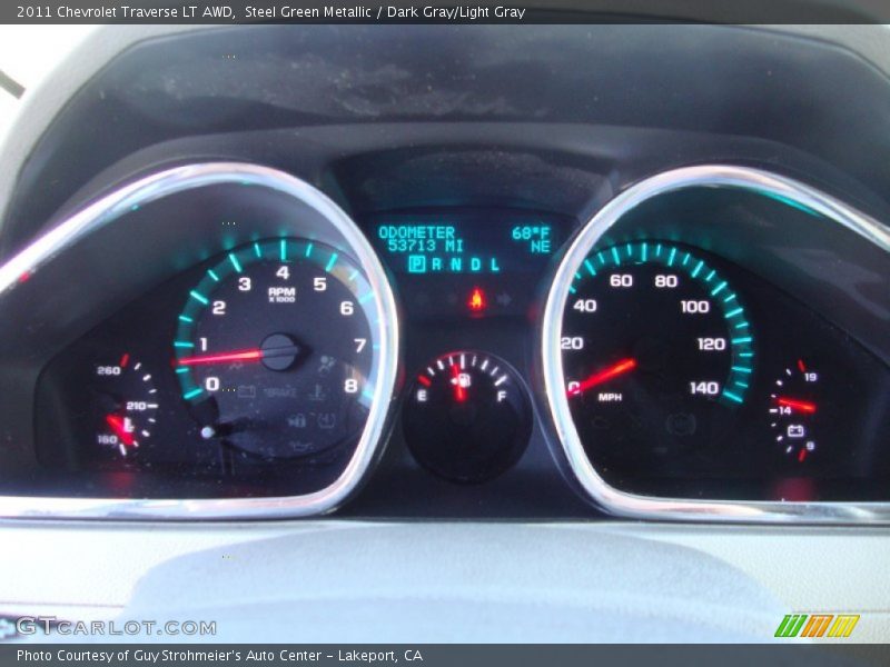 Steel Green Metallic / Dark Gray/Light Gray 2011 Chevrolet Traverse LT AWD
