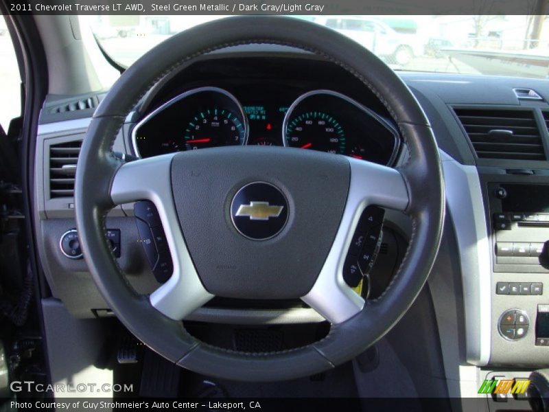 Steel Green Metallic / Dark Gray/Light Gray 2011 Chevrolet Traverse LT AWD