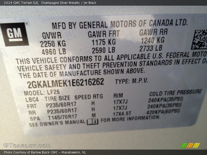 Champagne Silver Metallic / Jet Black 2014 GMC Terrain SLE