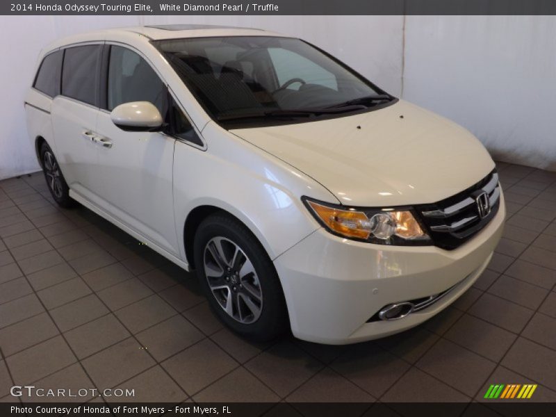 White Diamond Pearl / Truffle 2014 Honda Odyssey Touring Elite