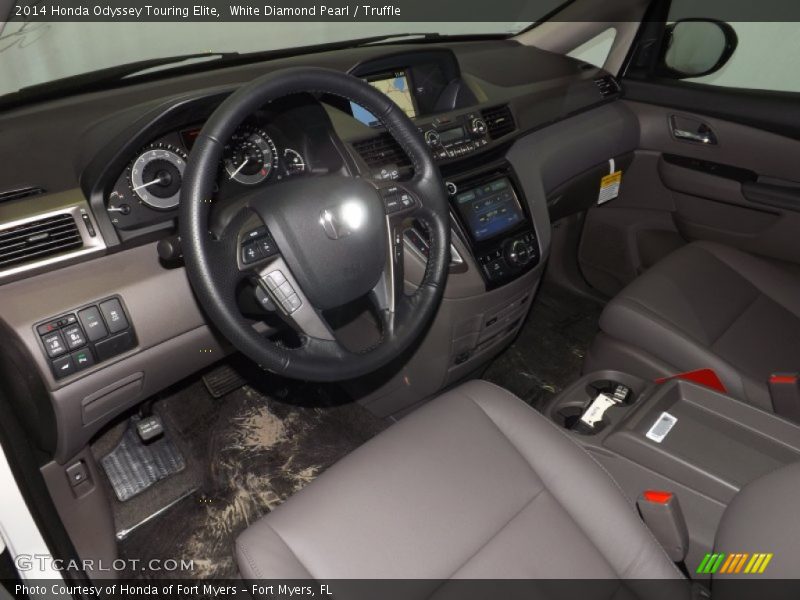 White Diamond Pearl / Truffle 2014 Honda Odyssey Touring Elite