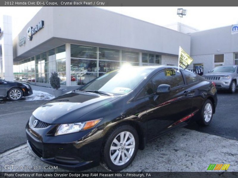Crystal Black Pearl / Gray 2012 Honda Civic EX-L Coupe