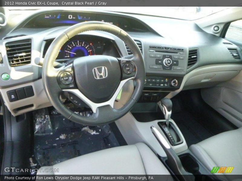 Crystal Black Pearl / Gray 2012 Honda Civic EX-L Coupe