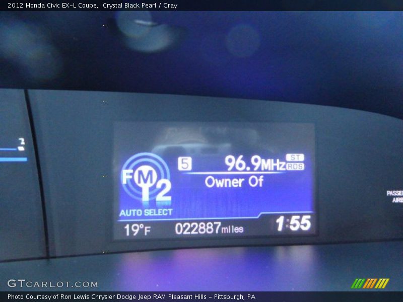 Crystal Black Pearl / Gray 2012 Honda Civic EX-L Coupe