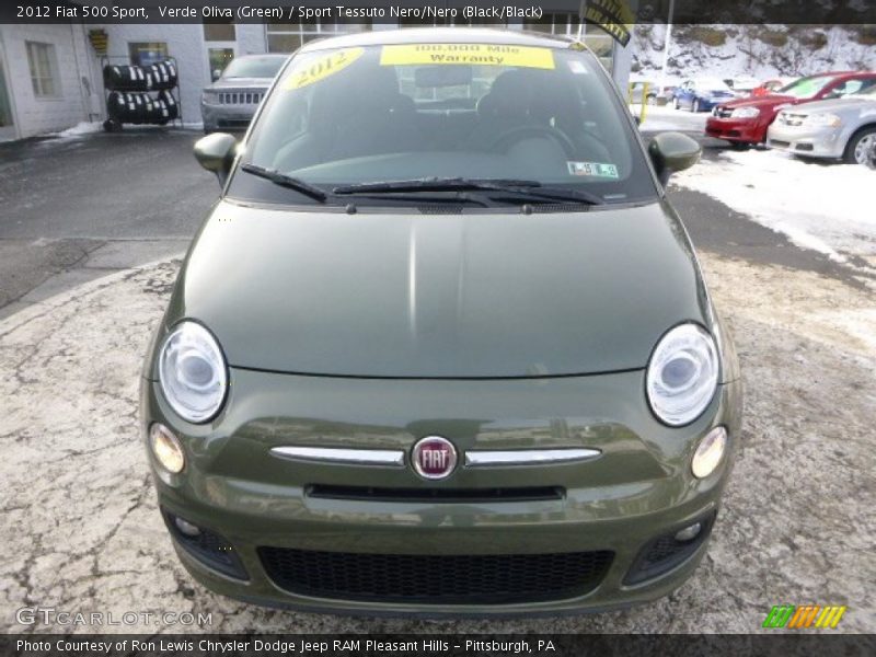 Verde Oliva (Green) / Sport Tessuto Nero/Nero (Black/Black) 2012 Fiat 500 Sport