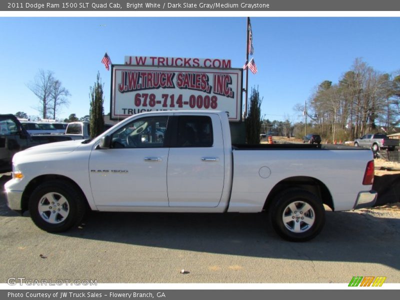 Bright White / Dark Slate Gray/Medium Graystone 2011 Dodge Ram 1500 SLT Quad Cab