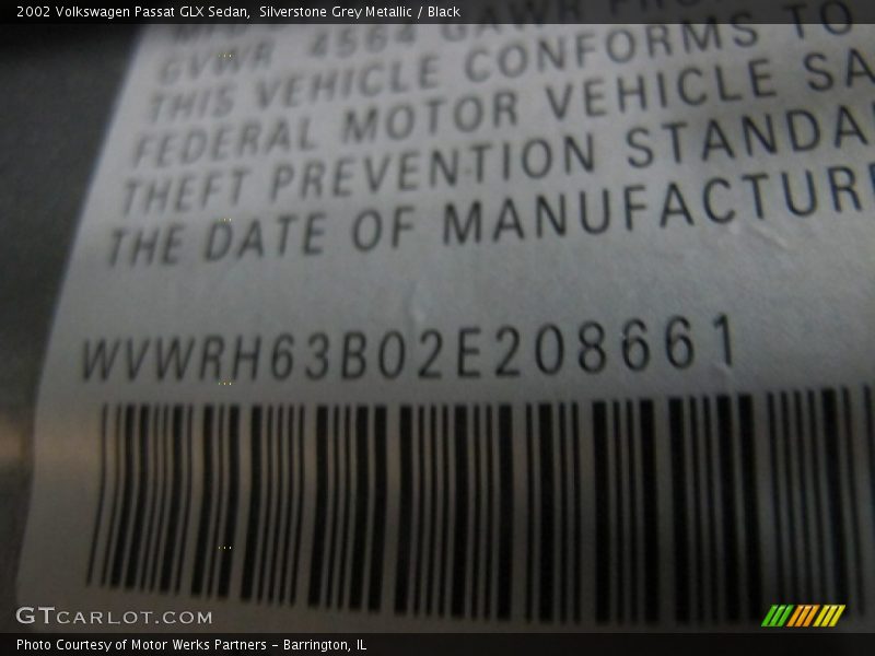 Silverstone Grey Metallic / Black 2002 Volkswagen Passat GLX Sedan