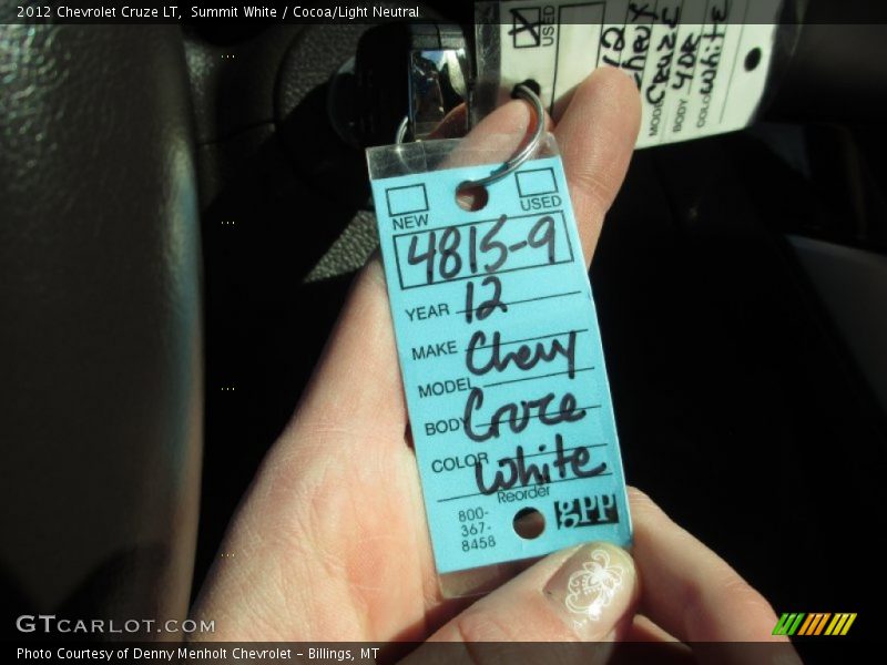 Summit White / Cocoa/Light Neutral 2012 Chevrolet Cruze LT