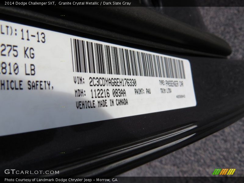 Granite Crystal Metallic / Dark Slate Gray 2014 Dodge Challenger SXT
