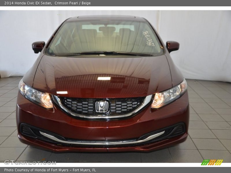 Crimson Pearl / Beige 2014 Honda Civic EX Sedan