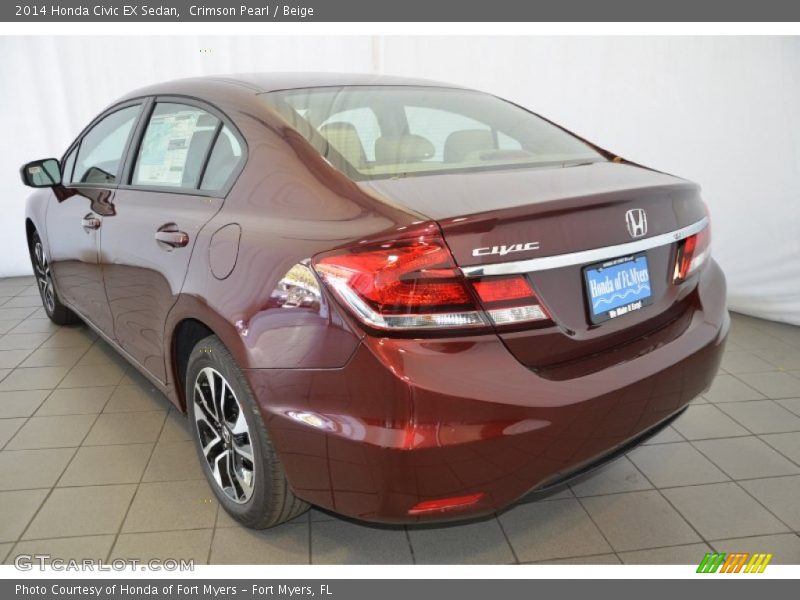 Crimson Pearl / Beige 2014 Honda Civic EX Sedan