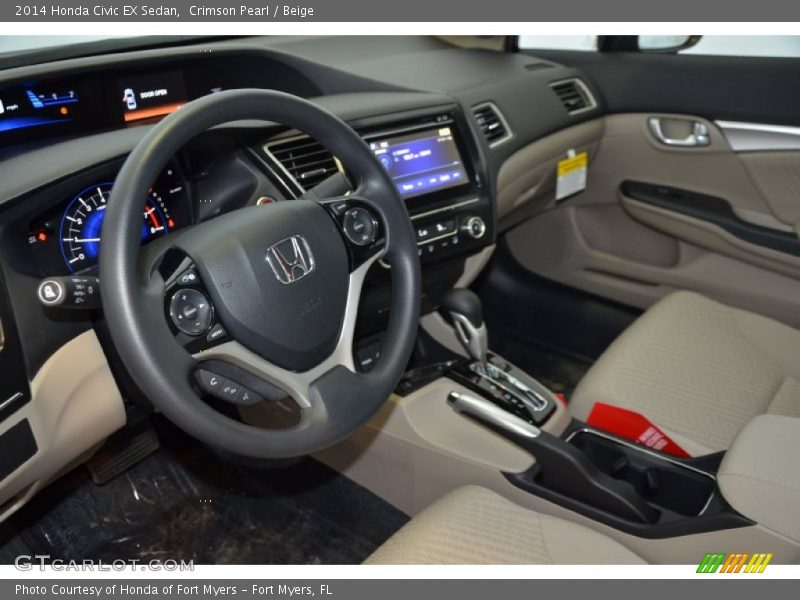 Crimson Pearl / Beige 2014 Honda Civic EX Sedan