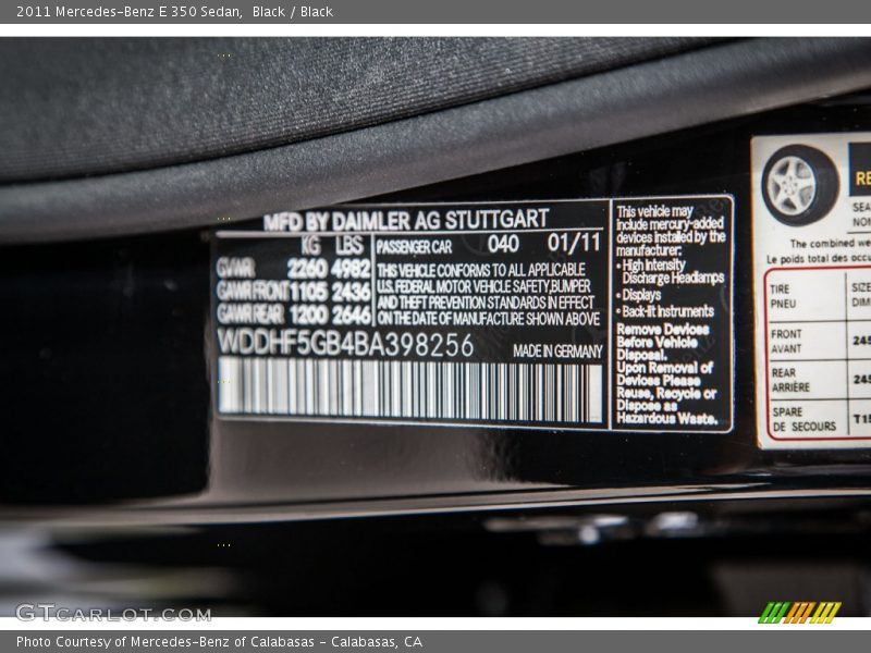 Black / Black 2011 Mercedes-Benz E 350 Sedan