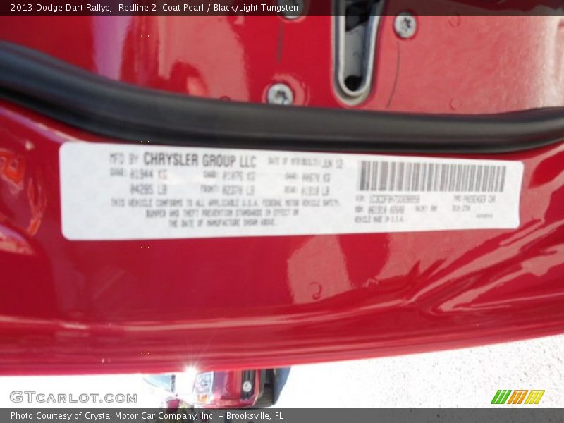 Redline 2-Coat Pearl / Black/Light Tungsten 2013 Dodge Dart Rallye