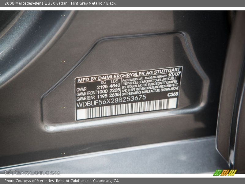 Flint Grey Metallic / Black 2008 Mercedes-Benz E 350 Sedan