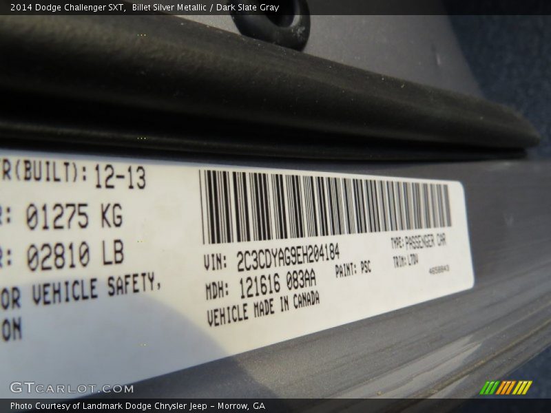 Billet Silver Metallic / Dark Slate Gray 2014 Dodge Challenger SXT