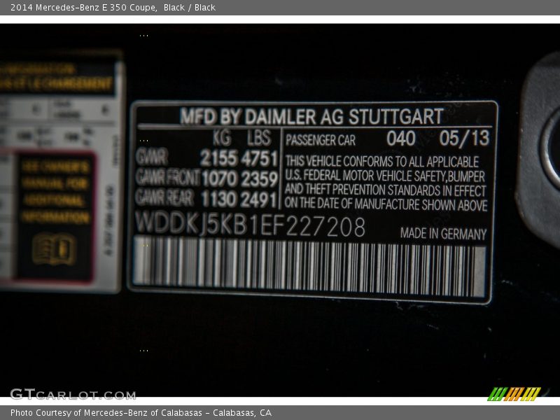 Black / Black 2014 Mercedes-Benz E 350 Coupe