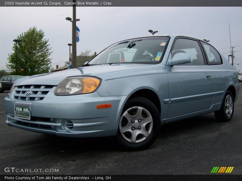 Glacier Blue Metallic / Gray 2003 Hyundai Accent GL Coupe