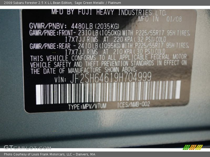 Sage Green Metallic / Platinum 2009 Subaru Forester 2.5 X L.L.Bean Edition