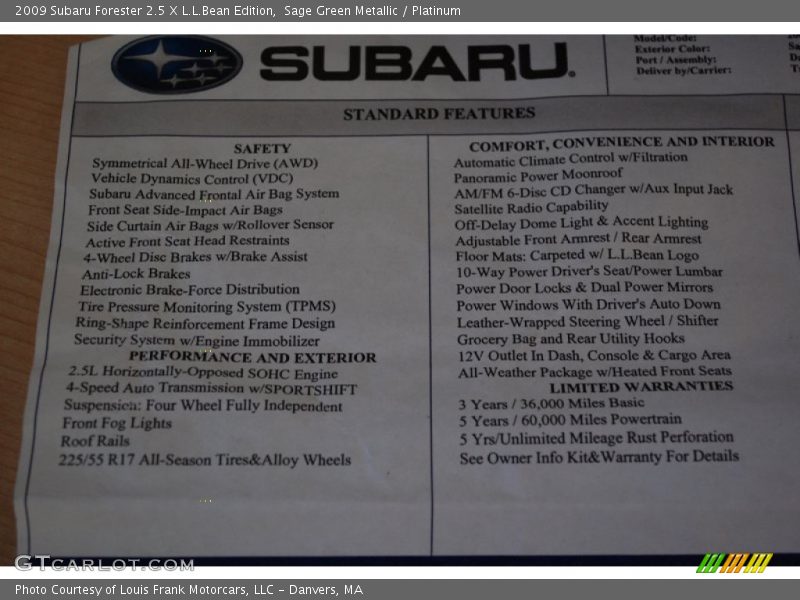 Sage Green Metallic / Platinum 2009 Subaru Forester 2.5 X L.L.Bean Edition