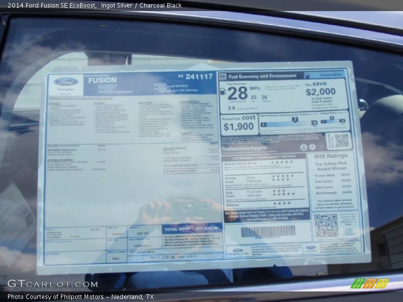 Ingot Silver / Charcoal Black 2014 Ford Fusion SE EcoBoost
