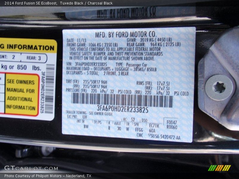 Tuxedo Black / Charcoal Black 2014 Ford Fusion SE EcoBoost
