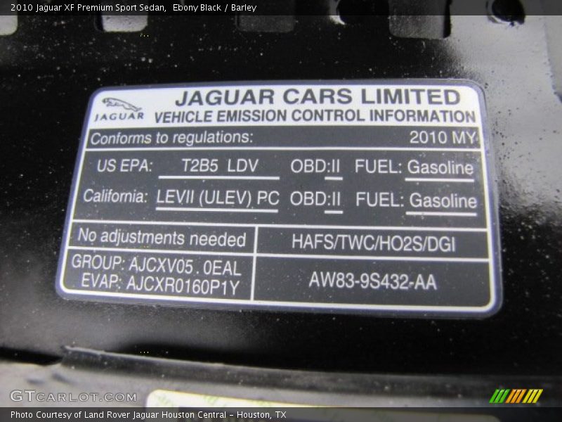 Ebony Black / Barley 2010 Jaguar XF Premium Sport Sedan