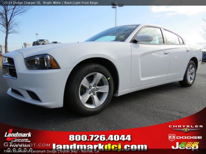 Bright White / Black/Light Frost Beige 2014 Dodge Charger SE