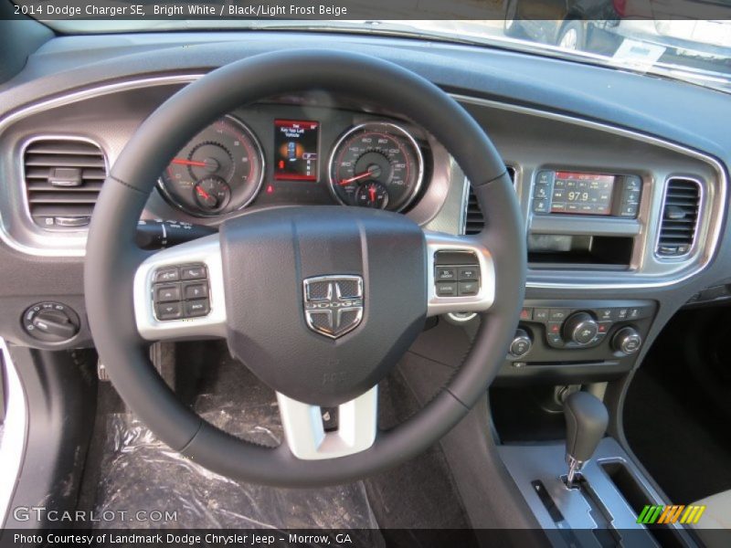 Bright White / Black/Light Frost Beige 2014 Dodge Charger SE