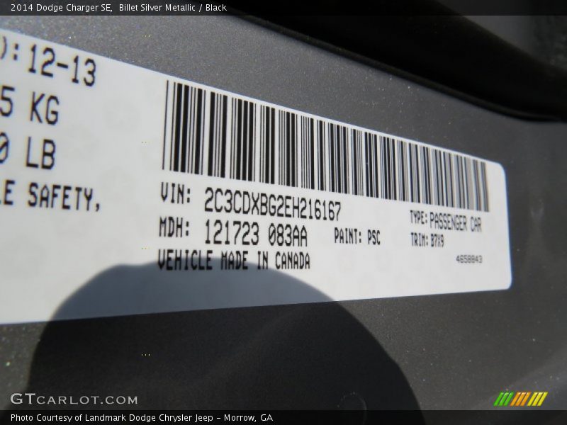 Billet Silver Metallic / Black 2014 Dodge Charger SE