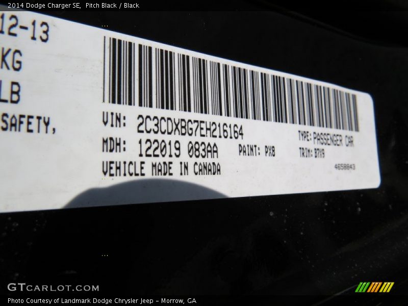 Pitch Black / Black 2014 Dodge Charger SE