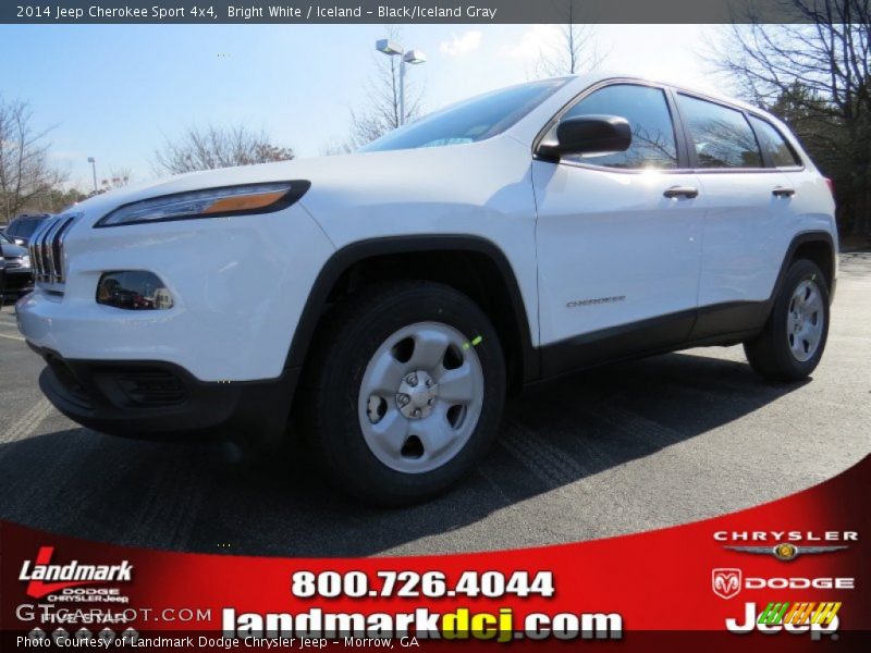 Bright White / Iceland - Black/Iceland Gray 2014 Jeep Cherokee Sport 4x4